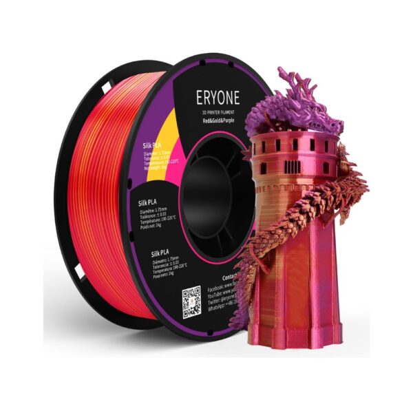 filament silk pla tri-color rouge or violet eryone